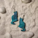 Ocean Blue Cat Earrings