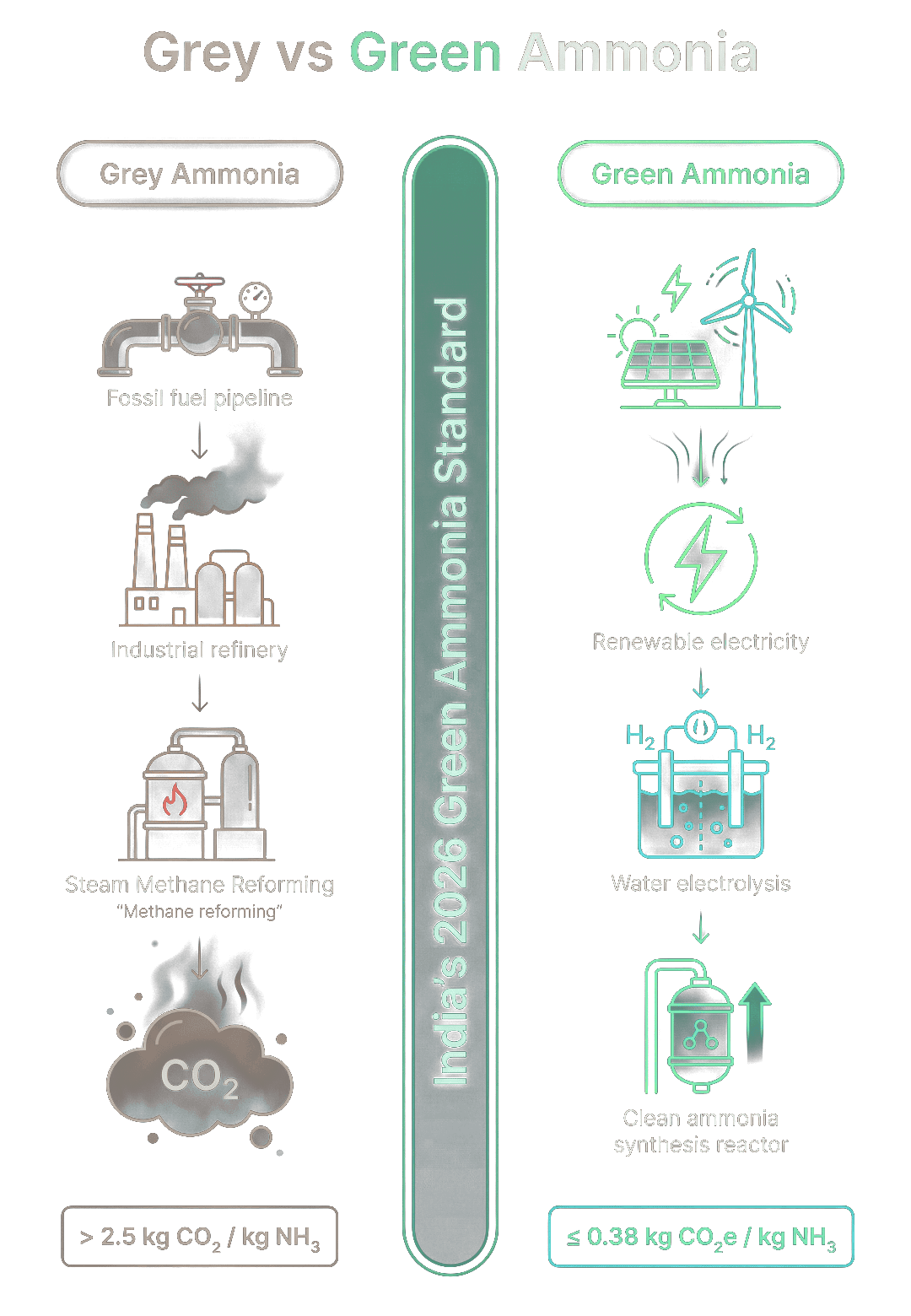 Difference between grey and green ammonia