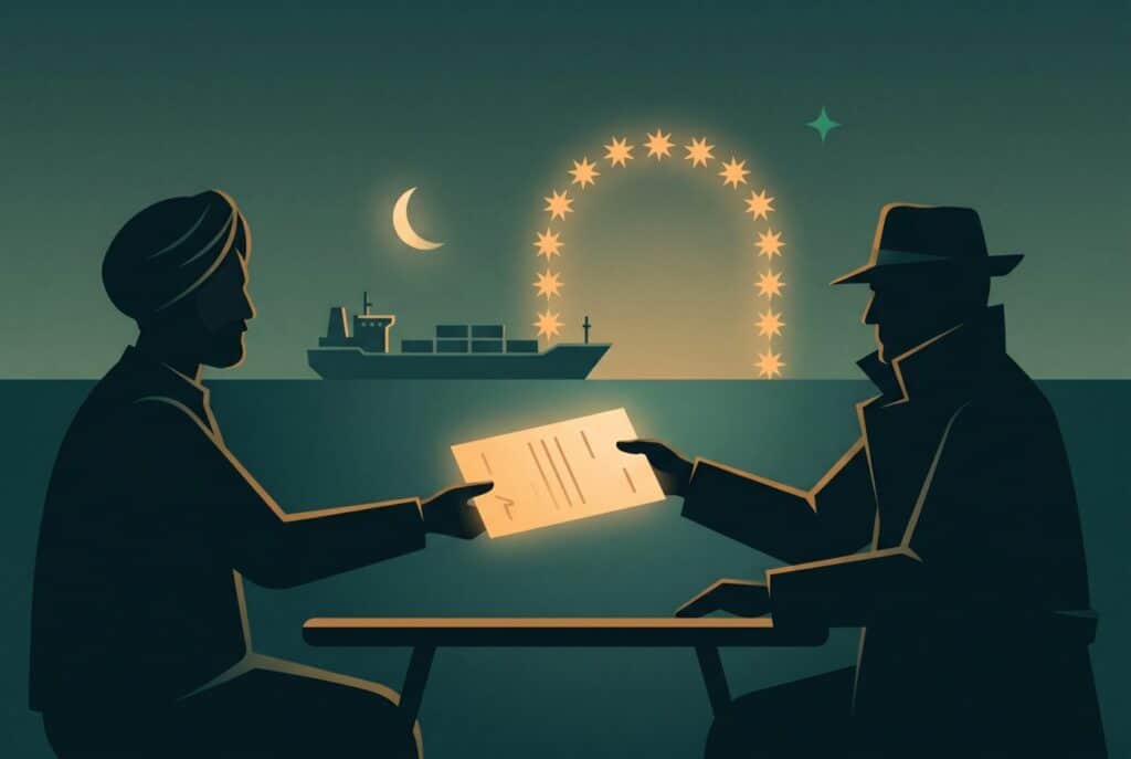 Indian exporter handing a due diligence data package to an EU buyer under the EUDR