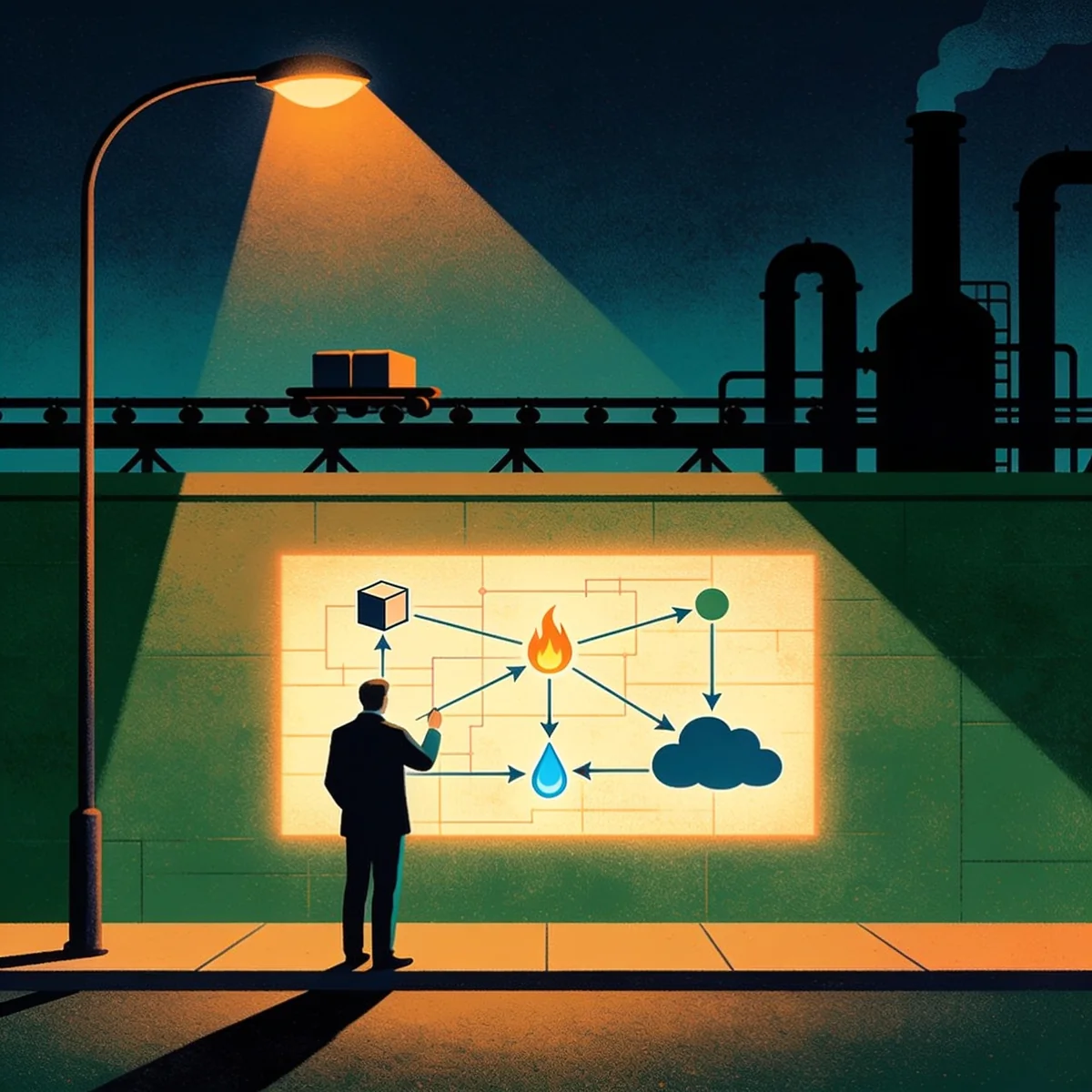 Life cycle inventory of material, energy and emission flows compiled across a product system at night