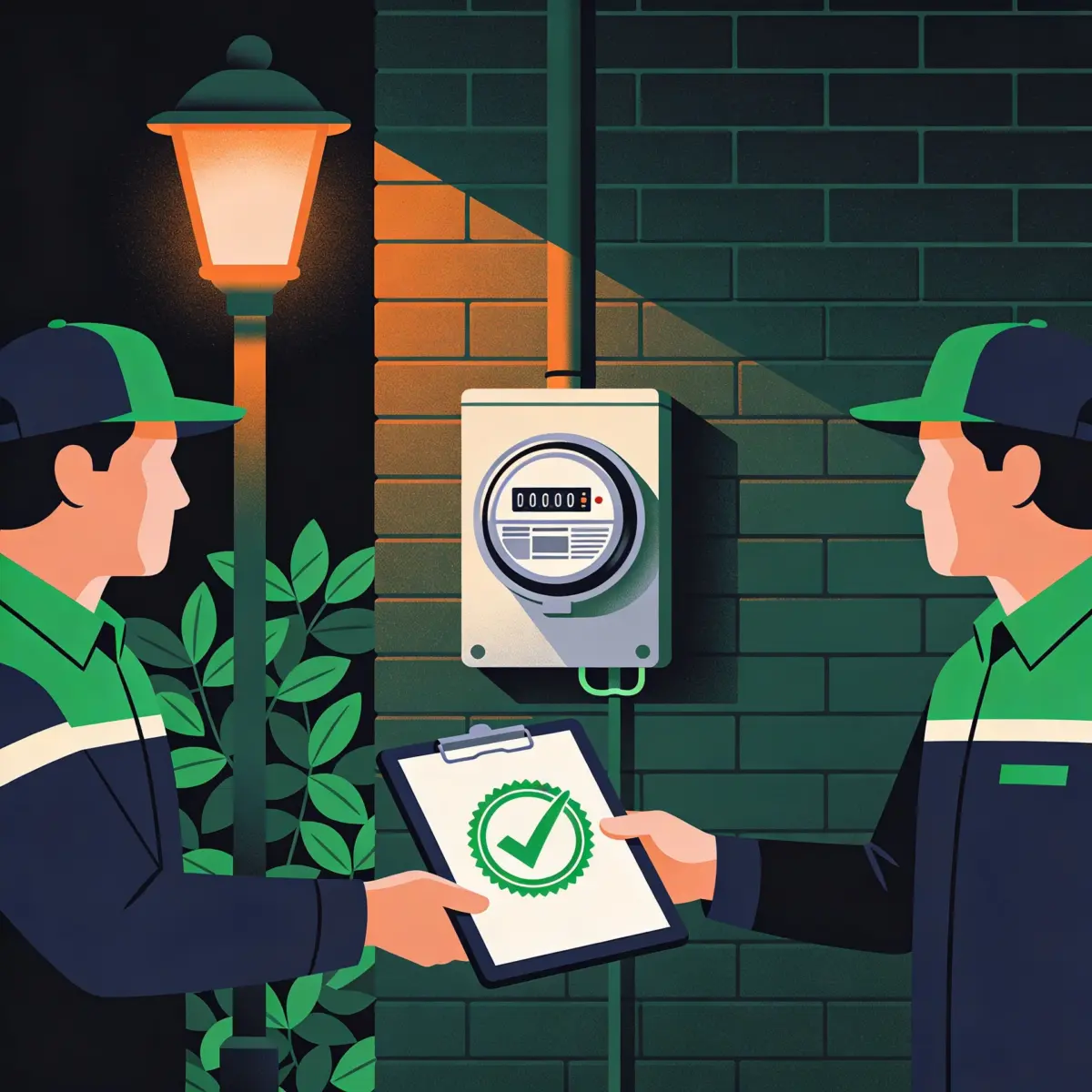 Approved net metering document handed over beside a bidirectional electricity meter