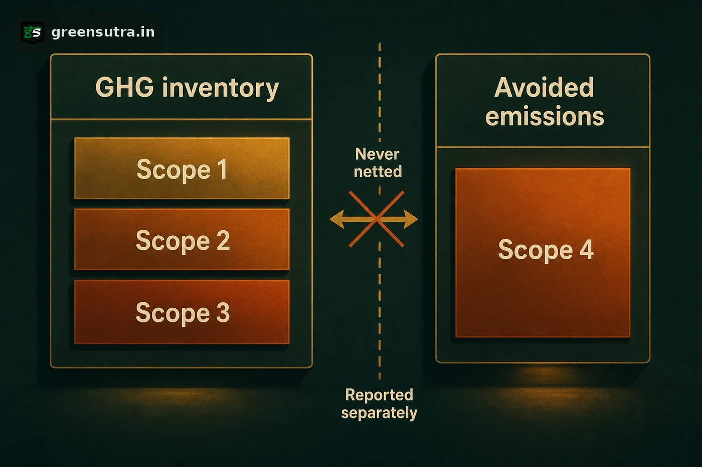Diagram showing avoided emissions (Scope 4) reported separately from the Scope 1 to 3 carbon footprint inventory