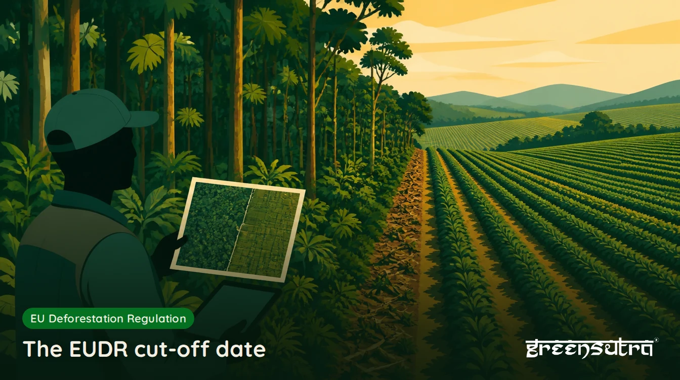 The EUDR cut-off date: a land officer comparing a satellite image with forest and plantation rows
